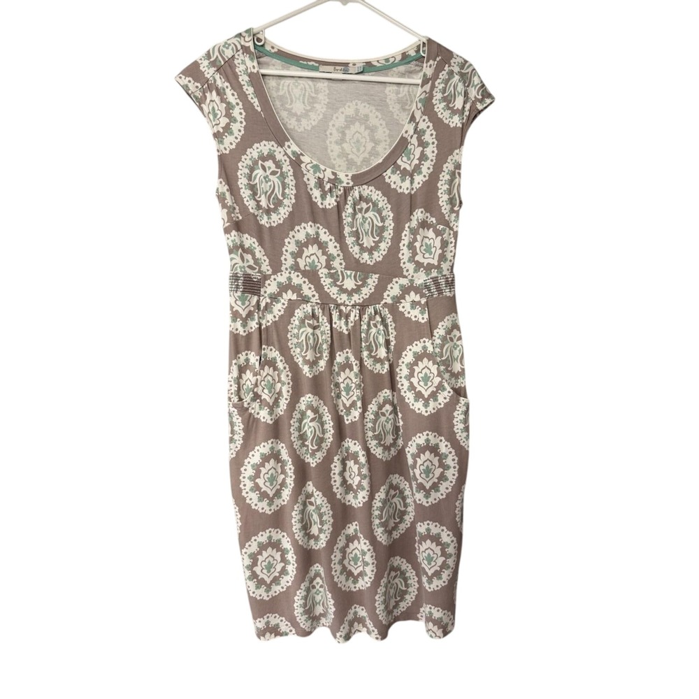 Boden Gray, White, & Green Floral Patterned‎ Sleeveless Dress, Size 8R (US)